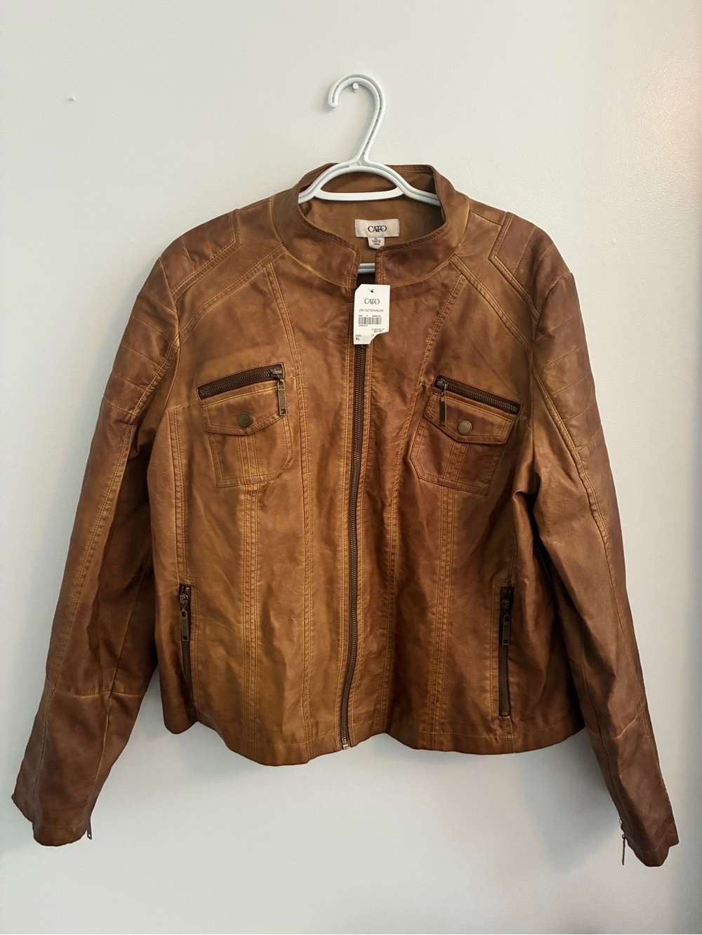 Cato Brown Faux Leather Bomber Jacket